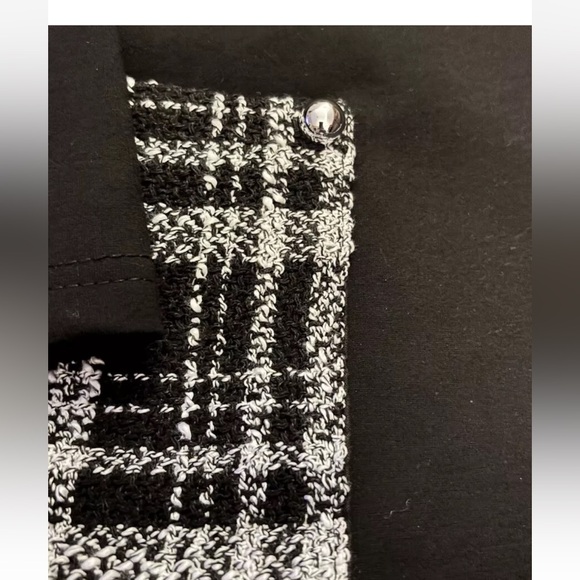 Joseph Ribkoff Black Drop Shoulder 3/4 Sleeves Top Size 10, Plaid Pockets - Picture 4 of 7